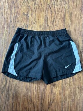 Nike Black Athletic Running Shorts with White Panels